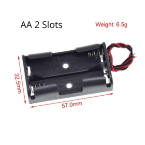 Base Pilas AA 2 Pilas Case 2 Slots con Cables Fuente