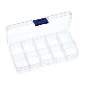 Caja plástica transparente componentes 10 compartimentos