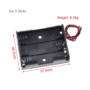 Base Pilas AA 3 Baterías Case 3 Slots con Cables Fuente