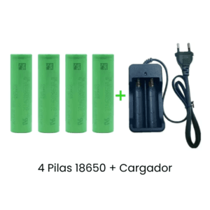 4 Pilas Recargables 18650 3000mAh VTC6 + Cargador 2 Slots