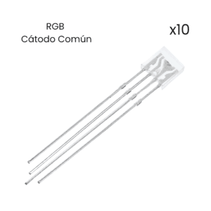 LED RGB Rectangular Cuadrado Cátodo Común 2x5x5mm Kit 10 - Hidden