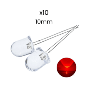 Diodo Led Alto Brillo 10mm 0.75 W Color Rojo Redondo Kit 10 - Hidden