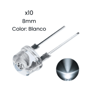 Diodos Led 8mm Straw Hat Color Blanco Pack-10 Piezas - Hidden