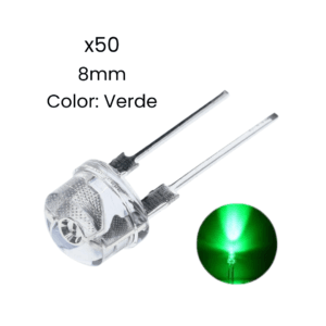 Diodos Led 8mm Straw Hat Color Verde Pack-50 Piezas - Hidden