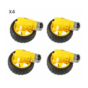 Conjunto Motor Dc Eléctrico + Rueda 3-6v Doble Eje Kit-4 - Hidden