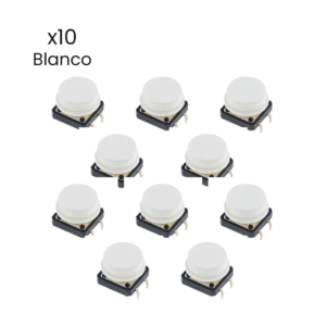 Botón Micro Switch Pulsador Tapa Color Blanco Arduino 12x12x7.3mm Kit 10 - Hidden