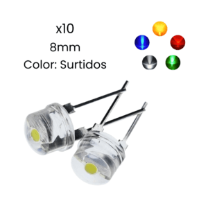 Diodos Led 8mm Straw Hat Colores Surtidos Pack-10 Piezas - Hidden