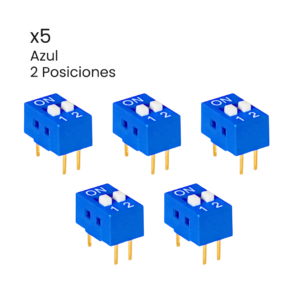 Dipswitch 2 Posiciones Interruptor Deslizante Azul Kit-5 - Hidden