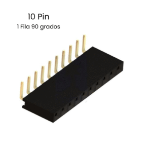 Socket Header 10 pin Hembra 90 Grados 1 Fila 2.54mm